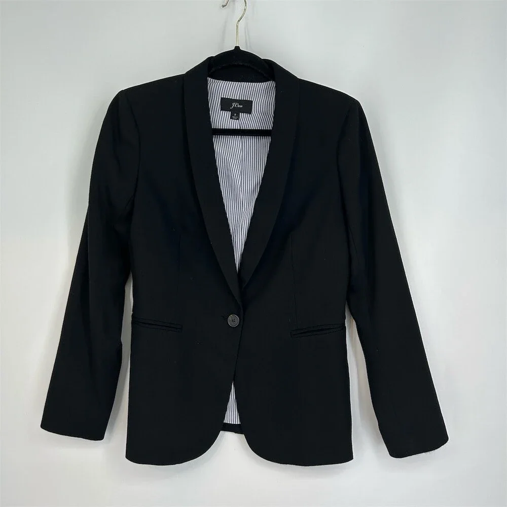 J.Crew Parke Wool Blazer Black Classic Tailored Workwear Jacket, size 2 - Picture 5 of 15